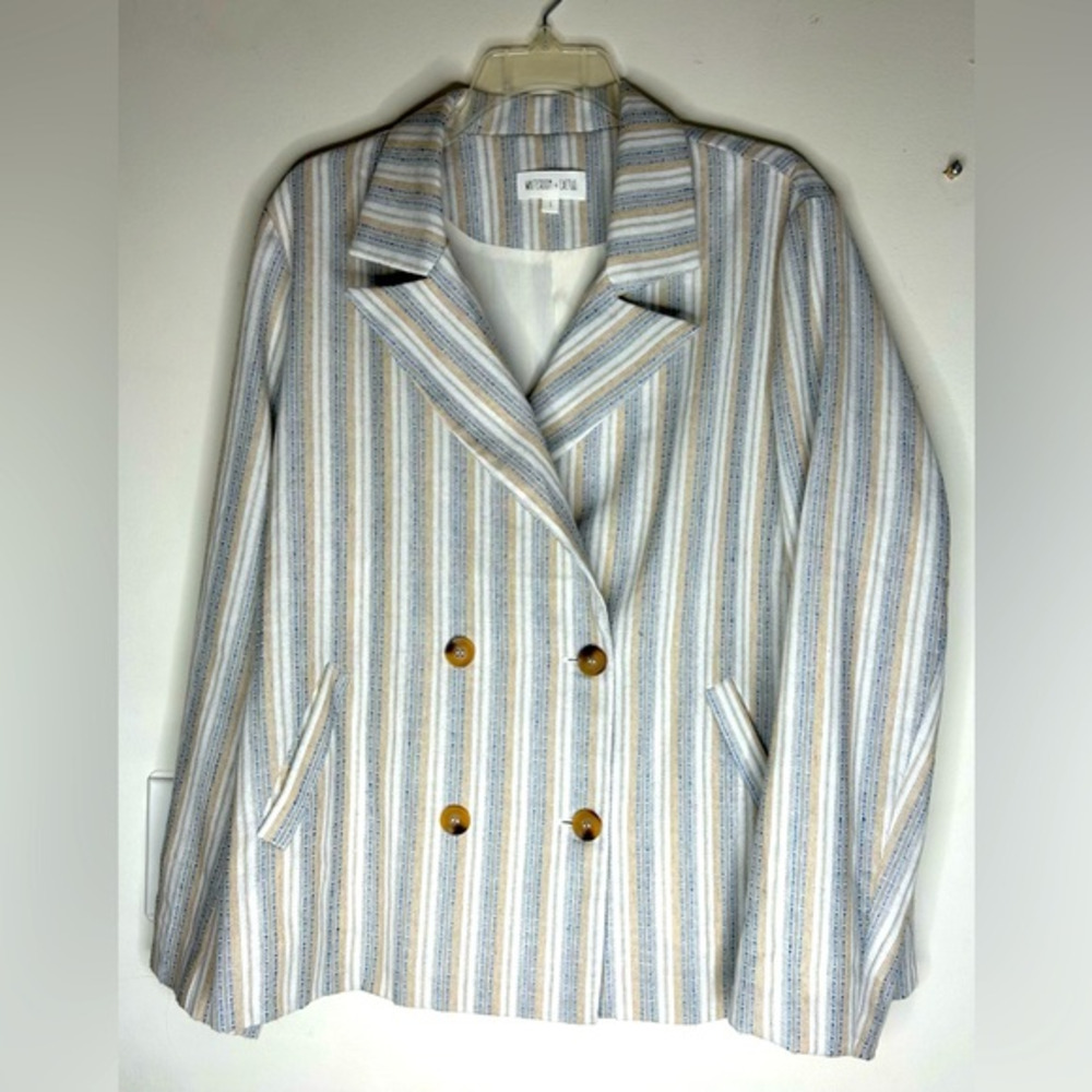 WhiteRoom + Cactus Linen Blend Striped Blazer‎ Size Large